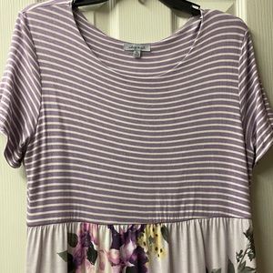 White Birch Floral & Stripes Maxi Dress